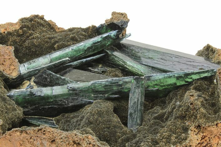 Gemmy, Emerald-Green Vivianite Crystal Cluster - Brazil #218258